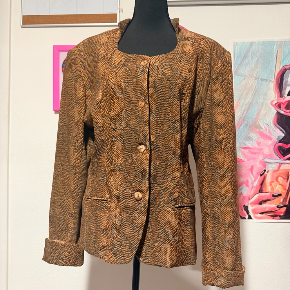 Vintage 90s E.M.R. Snakeskin Print Blazer 🐍✨